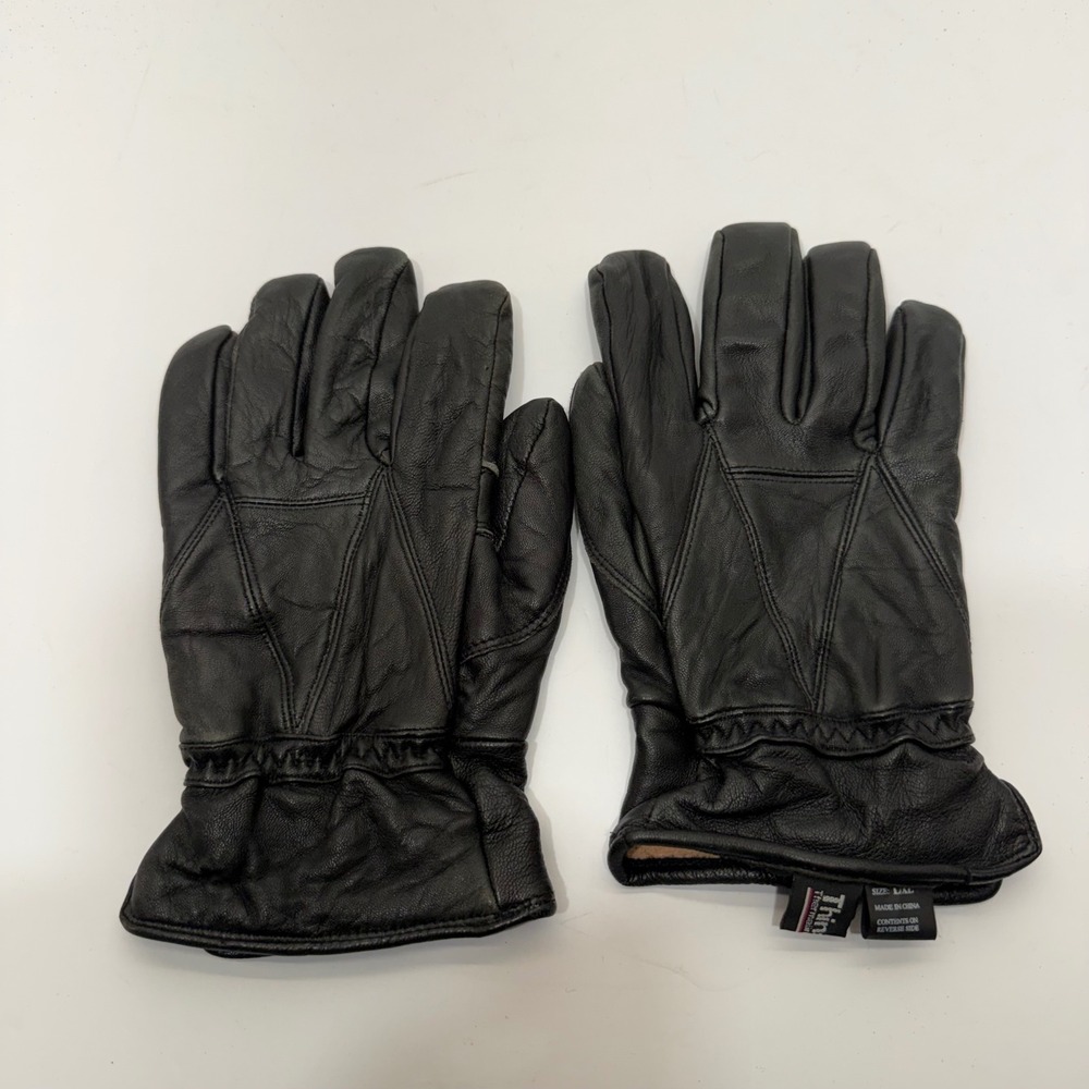 Thinsulate Thermal Insulation Black Genuine Leather Winter Gloves Size L/XL